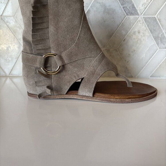 Artisan by Zigi 8 Gladiator Sandal Gray Grey Taupe Suede Frills Zipper Aldonza - Picture 5 of 8